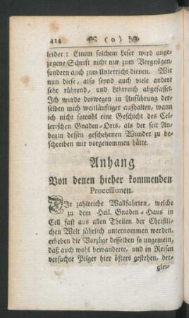 Anhang Von denen hieher kommenden Processionen