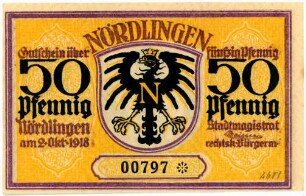 Geldschein / Notgeld, 50 Pfennig, 2.10.1918