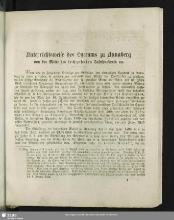 Unterrichtsweise des Lyceums zu Annaberg von der Mitte des sechzehnten Jahrhunderts an