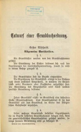 Entwurf einer Grundbuchordnung nebst Denkschrift