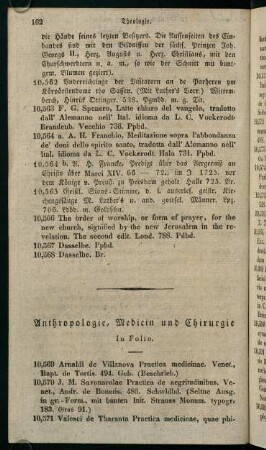 Anthropologie, Medicin und Chirurgie.