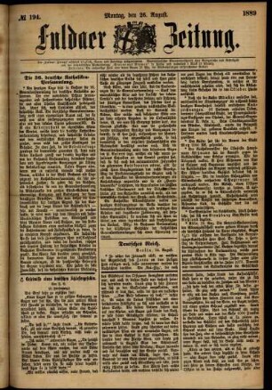 Ausgabe vom Montag, den 26. August 1889.