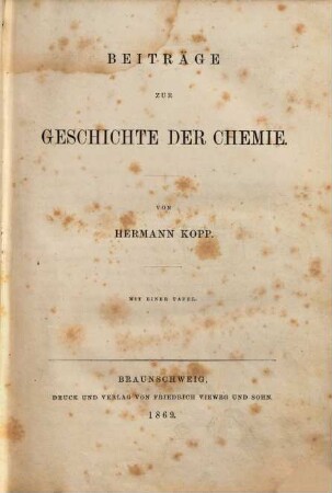 Beiträge zur Geschichte der Chemie, 1
