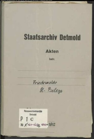 Belegakten zum Heiratsregister der evangelischen Gemeinde Friedewalde (1810-1812)