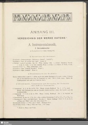 Anhang III. Verzeichnis der Werke Haydns