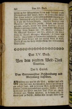 Das XV. Buch. Von dem vierdten Welt-Theil America.