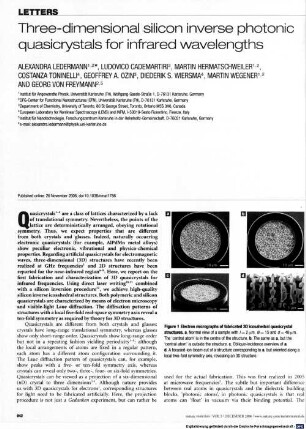 Three-dimensional silicon inverse photonic quasicrystals for infrared wavelengths