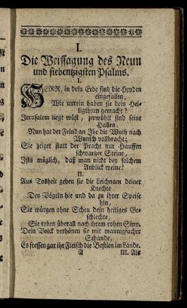 I. Die Weissagung des Neun und siebentzigsten Psalms.