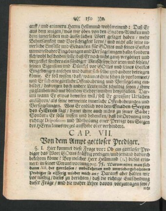 Cap. VII. Von dem Ampt gottloser Prediger