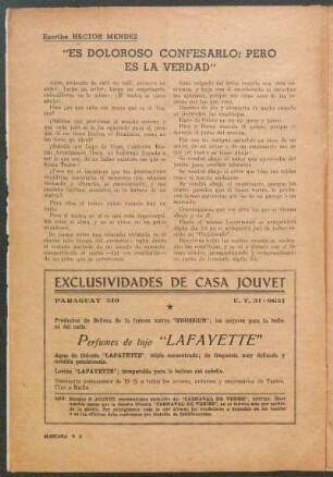 "Es doloroso confesarlo; pero es la verdad"