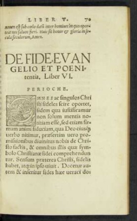 De Fide, Evangelio Et Poenitentia. Liber VI.