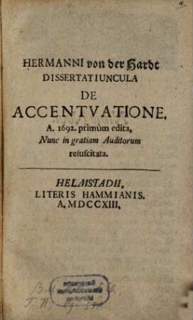 Dissertatiuncula de Accentuatione