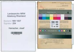 Entnazifizierung Josef Hamacher , geb. 14.07.1903 (Gastwirt)