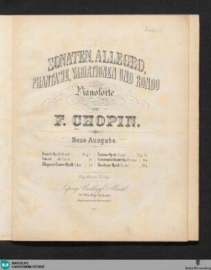 Sonaten, Allegro, Phantasie, Variationen und Rondo für das Pianoforte
