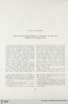 22: Początki warszawskich Łazienek w świetle nowych materiałow