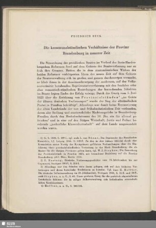 Die kommunalständischen Verhältnisse der Provinz Brandenburg in neuerer Zeit