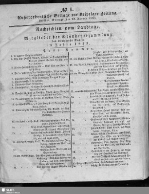 1833,Januar-Juli: Mittheilungen über die Verhandlungen des Landtags im Königreiche Sachsen