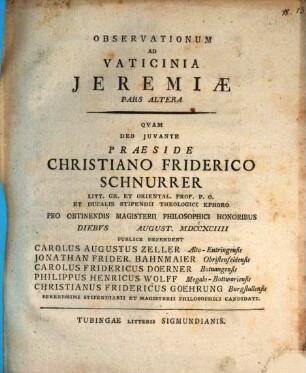 Observationes ad vaticinia Jeremiae. Pars altera