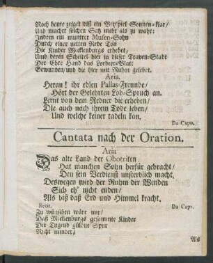 Cantata nach der Oration