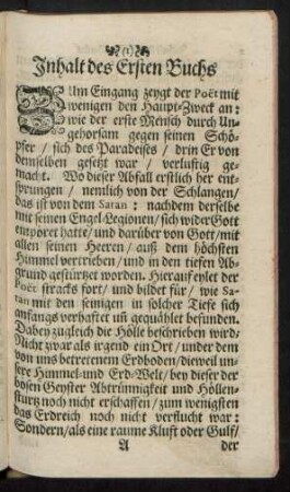 Inhalt des Ersten Buchs