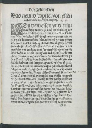Das neund capitel von essen und trincken in diser artzney.
