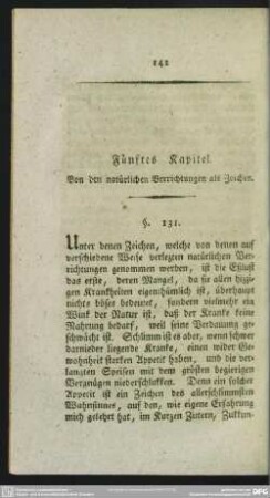 Fünftes Kapitel. Von den natürlichen Verrichtungen als Zeichen