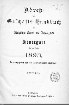 1893: Stuttgarter Adressbücher, 1893