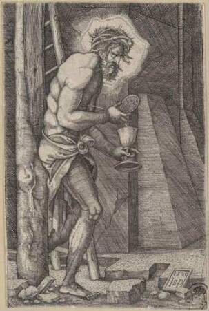 Der Schmerzensmann am Fuße des Kreuzes