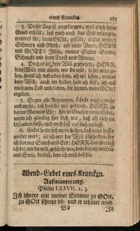 Abend-Gebet eines Krancken.