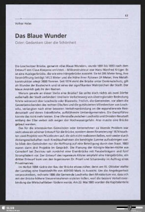 Das Blaue Wunder - Oder: Gedanken über die Schönheit