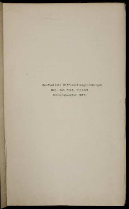 Gewöhnliche Differentialgleichungen : 1. [Teil] ; 1.-6. Vorlesung ; Vorlesungsausarbeitung