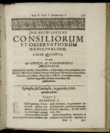 Liber Quintus. In quo De Utero & Passionibus Mulierum. [...]