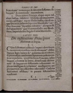 Caput XXX. De institutione Principum Electorum in linguis