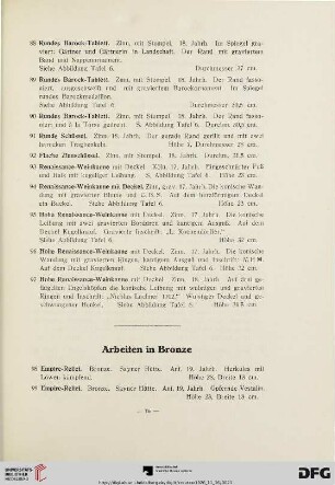 Arbeiten in Bronze (Nr. 98-118)