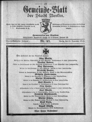 1918,47: Nr. 47, 24. November 1918