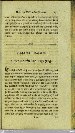 Sechstes Kapitel. Ueber die römische Erziehung