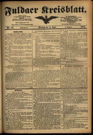 Ausgabe vom Mittwoch, den 14. April 1909.