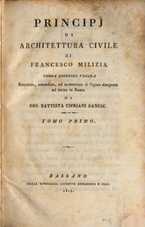 Principi di Architettura Civile, 1