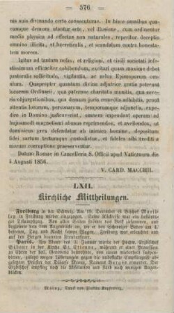 576 Kirchliche Mittheilungen