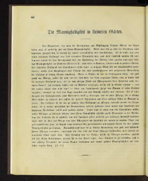 Die Mannigfaltigkeit in kleineren Gärten.