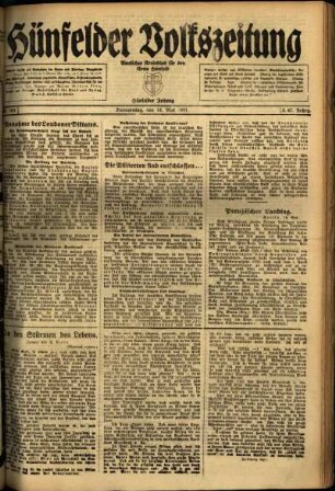 Ausgabe vom Donnerstag, den 12. Mai 1921.