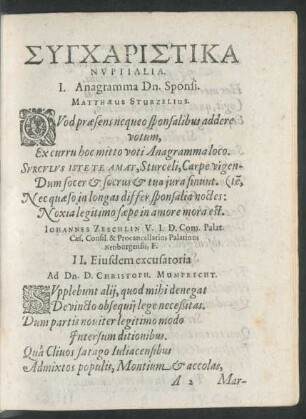 Syncharistika Nuptialia.
