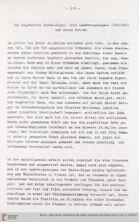 Die sogenannte Beata-Sippe, ihre Landvergabungen (741-745) und deren Motive