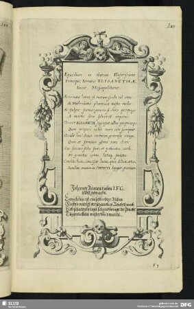 Epicedium in obitum Illustrissimae Principis, Dominae Elisabethae, Ducis Megapolitanae