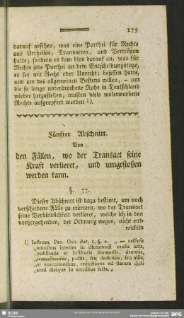 Fünfter Abschnitt. Von den Fällen, wo der Transact seine Kraft verlieret, und umgestoßen werden kann