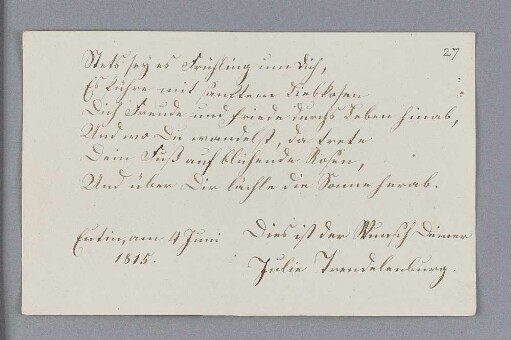 Julie Trendelenburg. – Eutin, 04.06.1815