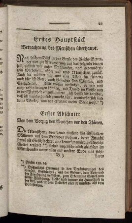 Erstes Hauptstück. Betrachtung des Menschen überhaupt.