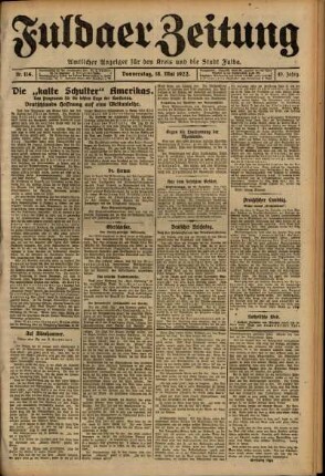 Erste Ausgabe vom Donnerstag, den 18. Mai 1922.