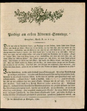 Predigt am ersten Advents-Sonntage