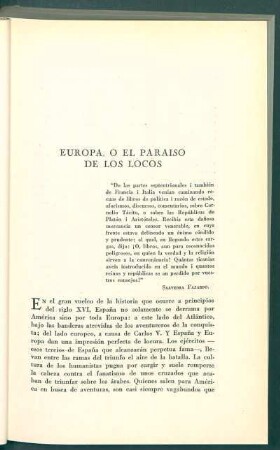 Europa, o el paraiso de los locos